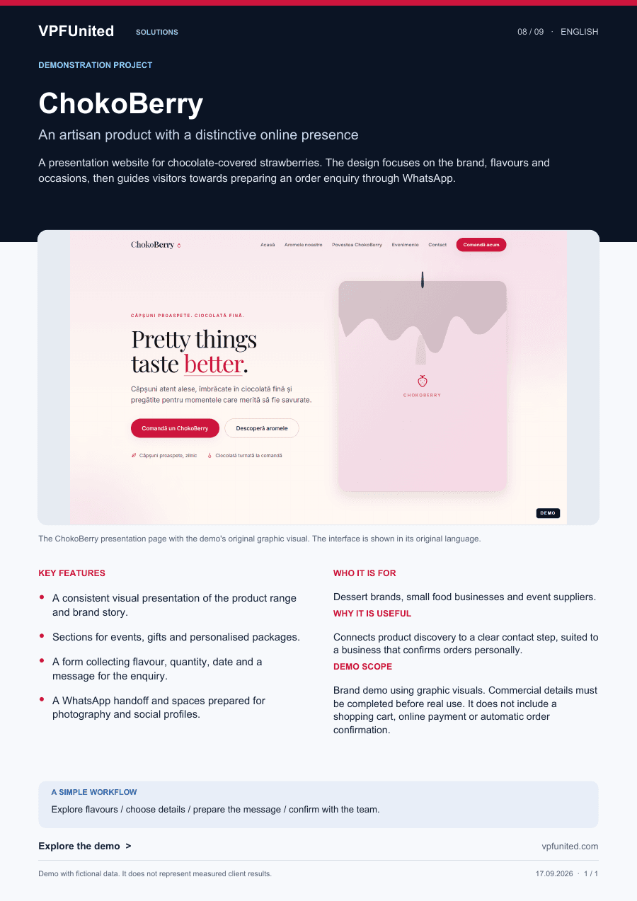 PDF overview: ChokoBerry brand commerce template overview.